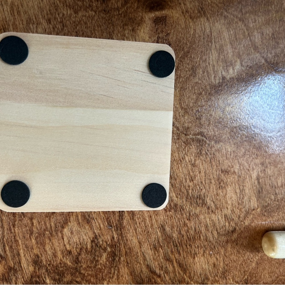 Handcrafted Farm Living Wooden Coasters Set with holder - Picture 2 of 3